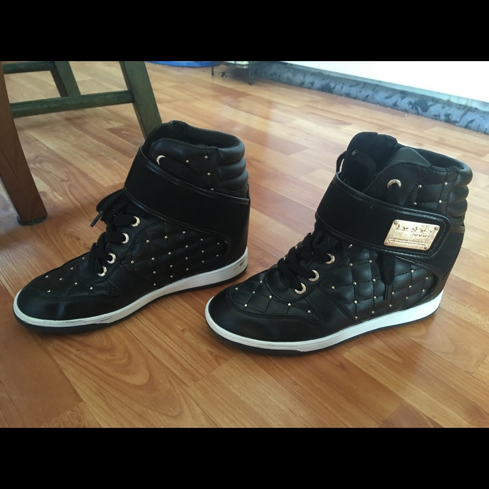 Bebe Sport Studded High Top Wedge Sneakers Size 7